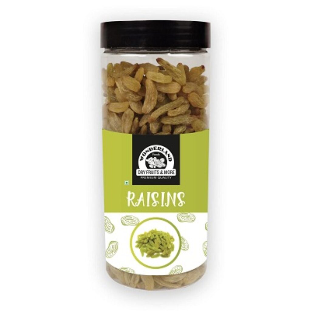 Wonderland Foods - Plain Green Raisin (Kishmish) Dried Grapes 500g Jar