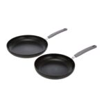 AmazonBasics Aluminium Hard Anodized Non-Stick 2-Piece Frying Pan Set, 24 cm and 28 cm, Grey