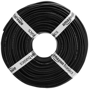 AmazonBasics PVC-Insulated, Single-Core, Multistrand Copper Wire(1.5 sq. mm, Black)