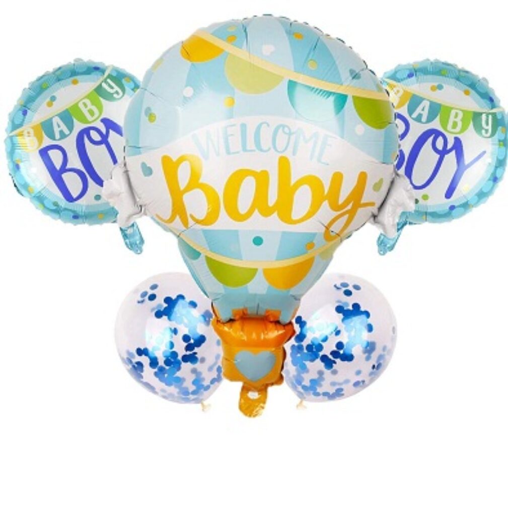 AMFIN® Welcome Baby Foil Balloon, 1st Birthday Decoration, Newborn Baby Party, Baby Shower Party for Boys - Blue