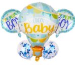 AMFIN® Welcome Baby Foil Balloon, 1st Birthday Decoration, Newborn Baby Party, Baby Shower Party for Boys - Blue