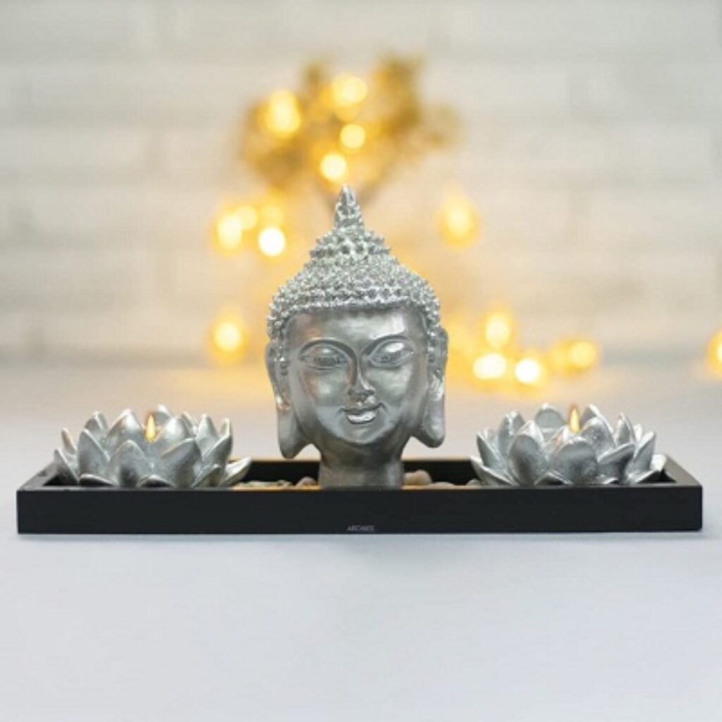 ARCHIES Idol Incense Garden Set Polyresin Buddha Figurine/Candle Holder/Gifting for Diwali/Festivals/Decorations Ideal for Wall Shelf/Decoration Home&Office