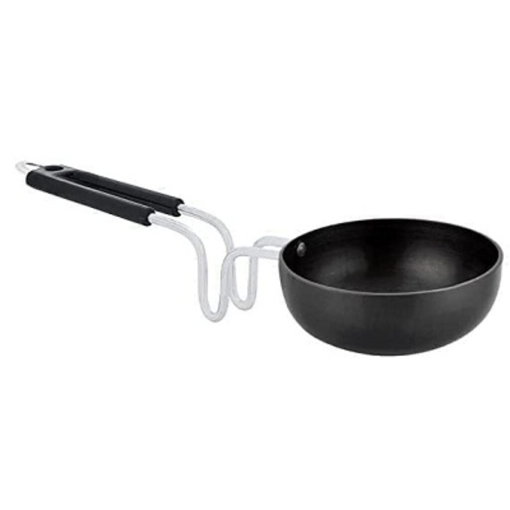 ATEVON 12cm Iron Tadka Pan with Steel Handle - Kitchen Fry Pan