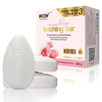 WOW Skin Science Himalayan Rose Bathing Bar - with Rose Hydrosol - Super Value Pack of 3 - Skin-Friendly with 5.5 pH - No Artificial Color, Parabens,...