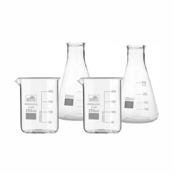 Bello Borosilicate 3.3 Glass Beakers - 250 ml 2pcs and Conical