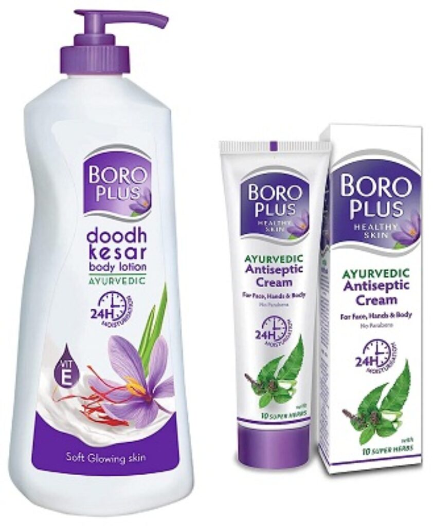 BOROPLUS Doodh Kesar Body Lotion, 400ml & Antiseptic Cream For All Skin Types, 120ml