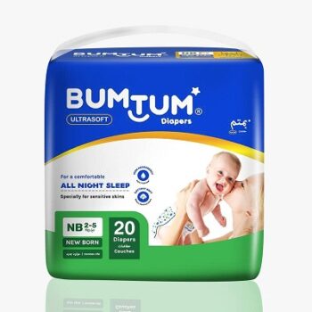Bumtum Baby Diaper Pants, New Born 20 Count, Double Layer Leakage Protection