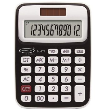 Bambalio 12 Digits BL-275 with 3 Years Warranty Electronic Calculator (Black)