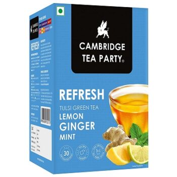 Cambridge Tea Party Refresh 30 Tea Bags, Lemon Ginger Mint Tulsi Green Tea