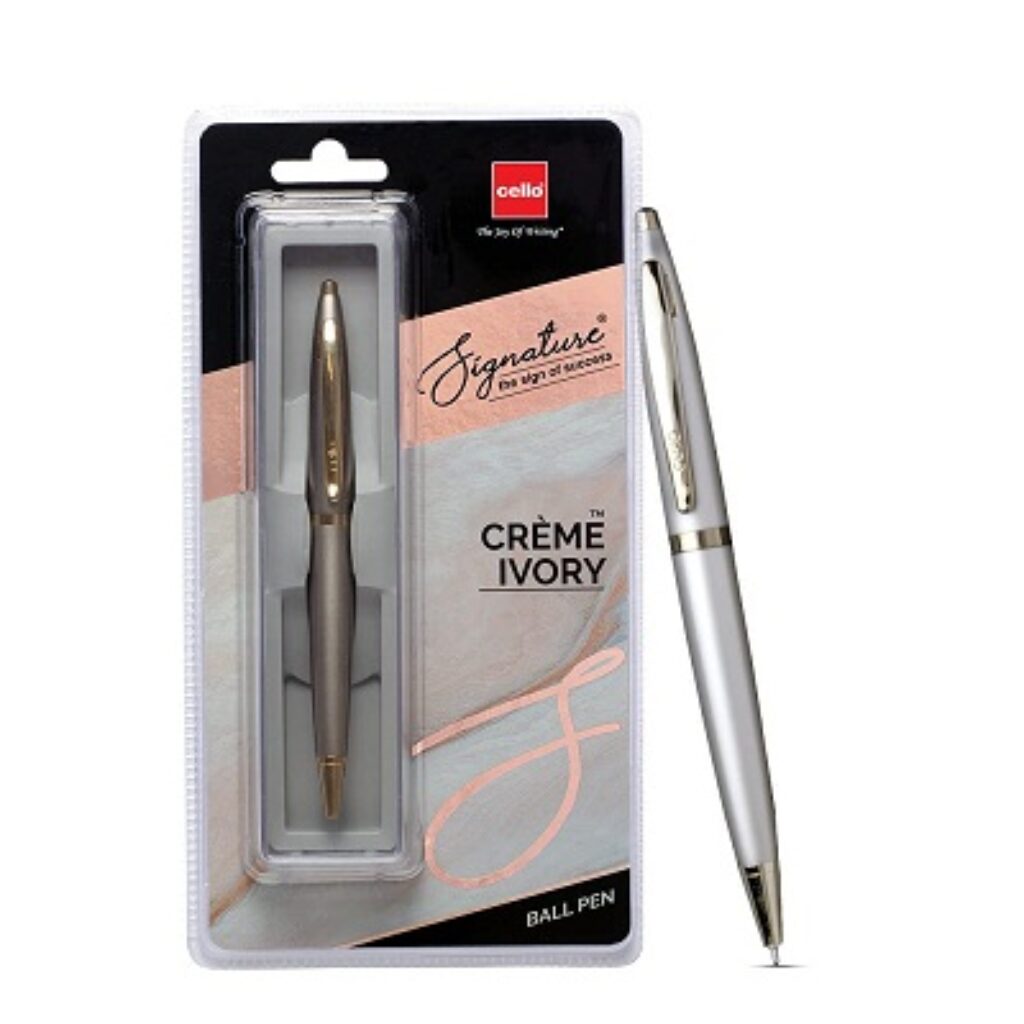 Cello Signature Creme Ivory Ball Pen | Smooth Writing Blue Ball Pen