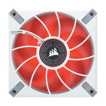 CORSAIR ML120 LED Elite, 120mm Magnetic Levitation Red LED Fan with AirGuide, Single Pack - White Frame