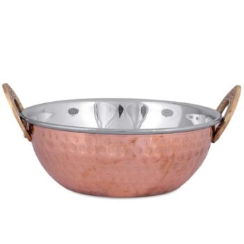 Crockery Wala And Company Copper Steel Kadhai Wok Bowl for Serving in Restraunt Home Serveware Dishes 350 ML