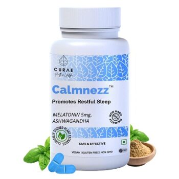 Curae Health Calmnezz Sleeping Pills - Vegan Certified Melatonin 5mg, KSM 66 Ashwagandha, Vitamins