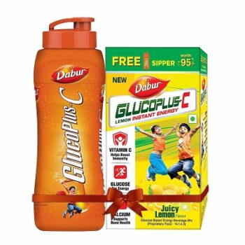 Dabur GlucoPlus-C Instant Energy Glucose Lemon Flavour - 500g (with Sipper Free)