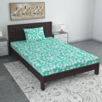 Divine Casa Blue Valley Cotton Blend Single Bedsheets with 1 Pillow Covers | Durable Soft Bedsheet for Home - Aqua Green