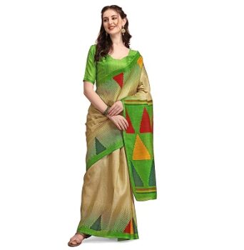 EthnicJunction Women's Silk Blend Printed Saree With Blouse Piece