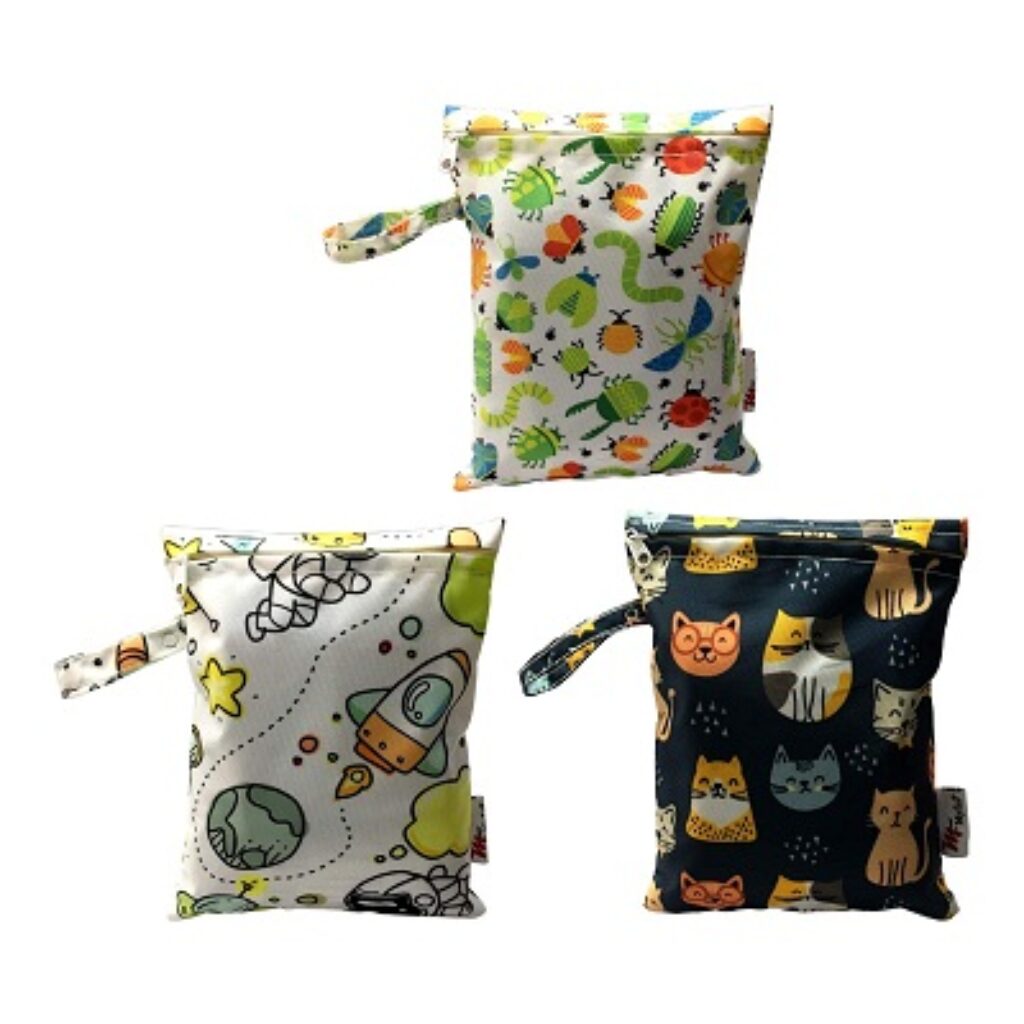 MY FAV Spiral Print Multiutility Wet Dry Pouch/Diaper Bag/Travel Pouch/Travel Kit - Pack of 3