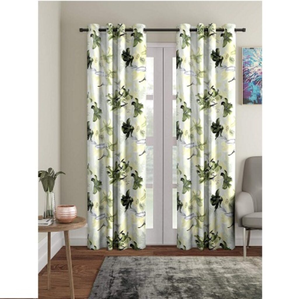 Home Sizzler 2 Pieces 3D Flower Eyelet Polyester Door Curtains