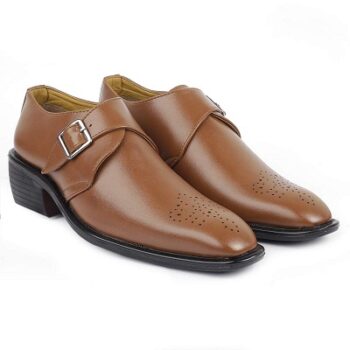Global Rich's Men's Height Increasing Mocassin Monk Formal Slip-On Shoes