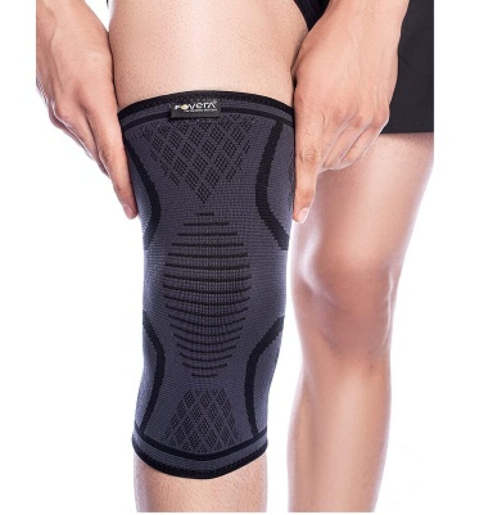 FOVERA Knee Compression Sleeve (1 Pair) - Knee Pain Relief for Men and Women, Running