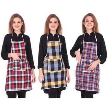 GLUN® Cotton Kitchen Multi Colour Apron with Front Pocket