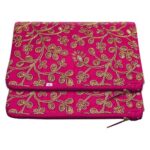 Heart Home Hand Purse|Embroidery Stylish Silk Small Wallet Purse with Back Side Zip, Pack of 2 (Pink)