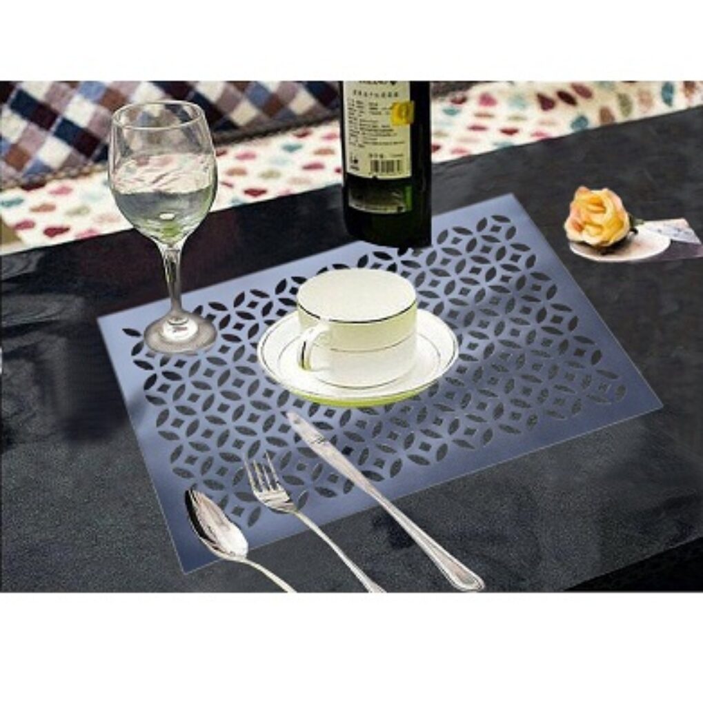 Kuber Industries PVC 6 Piece Placemat Set - Silver