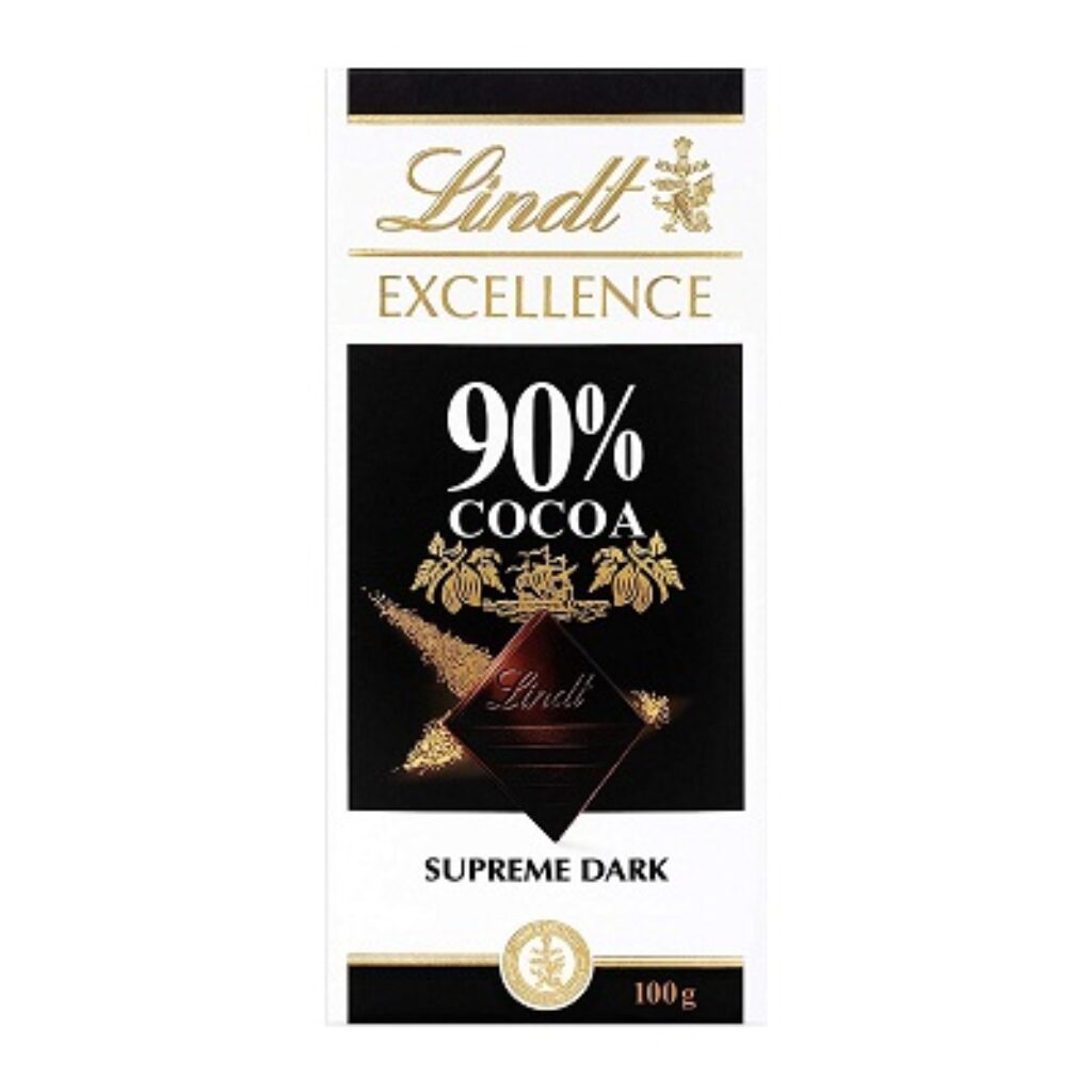 Lindt Excellence 90% Cocoa Dark Supreme Noir Chocolate Bar, 2 X 100 g