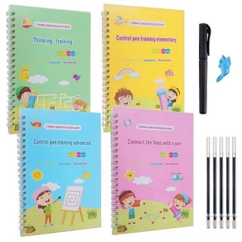 Magic Reusable Copybook for Kids-Practice Copybook for Age 3-5 Calligraphy Simple Hand Lettering-Reusable Writing Practice(Book Style 3)