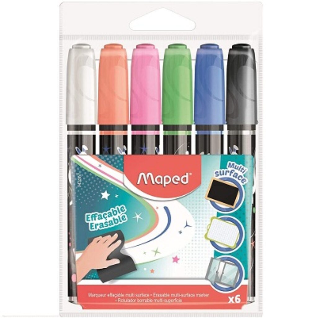 Maped Paint Erasable Multi-Color Marker (Pack of 6)