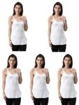 DIXCY SLIMZ Solid Scoop Neck Sleeveless Slim Fit White Camisole for Women