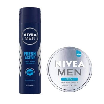 NIVEA Deodorant, Fresh Active for Men, 150ml and Fresh Face Moisturizer Gel