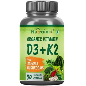 Nutrainix Plant Based Vitamin D3 from Lichen with K2 Supplement