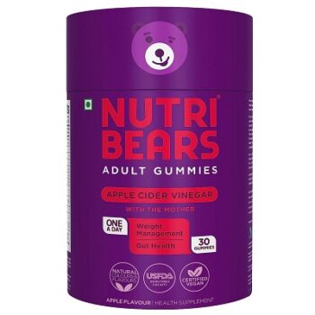 NutriBears Apple Cider Vinegar Gummies for Adults, Promote Digestive Health, 30 Gummy Chews, Rich in Folic Acid and Vitamin B12