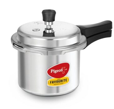 Pigeon By Stovekraft Favourite Aluminium Pressure Cooker with Outer Lid Gas Stove Compatible 3 Litre Capacity for Healthy Cooking (Silver)