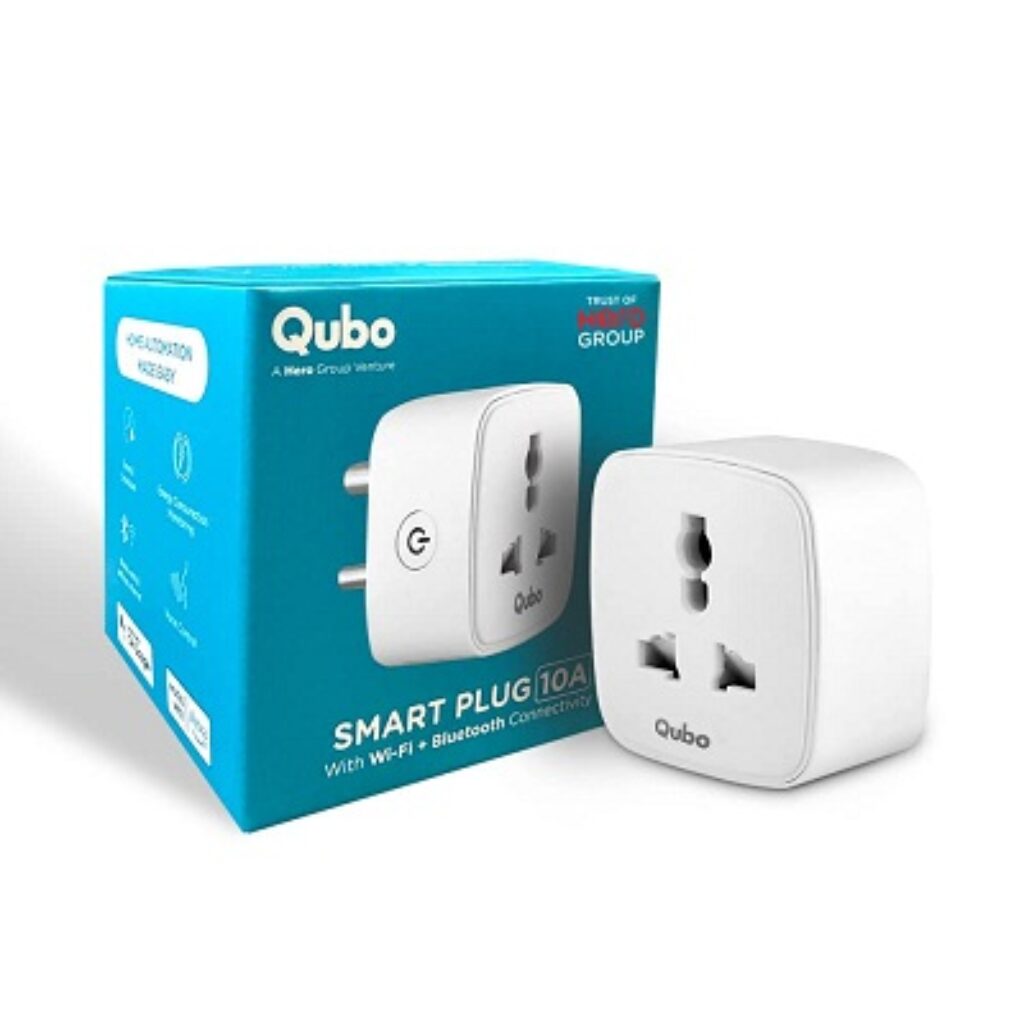 QUBO 10A Smart Plug from Hero Group |Energy Monitoring, Suitable for small devices like TVs, Air purifiers, Kettles, Mobile & Laptop Chargers