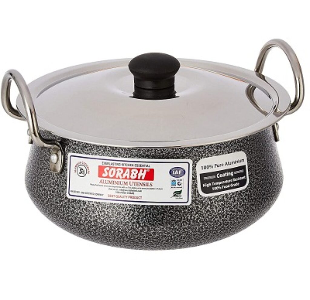 Sorabh Induction Color Coated Aluminium Handi with Stainless Steel Lid