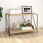 Story@Home Lazywud Collection DIY String Rack 2 Tier Bed Side Table for Bedroom and Corner Table for Living Room, Kids Room and Study Room, (Summer Oak Finish)