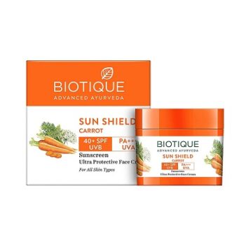 Biotique Sun Shield Carrot 40+ SPF UVB Sunscreen Ultra protective Face Cream, 50g