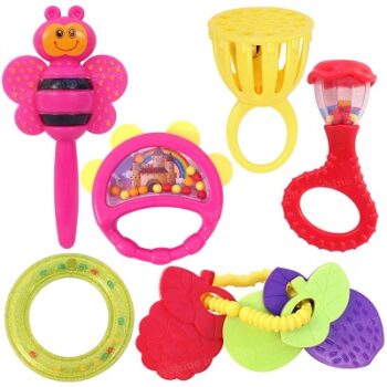 Toyshine Pack of 6 Rattle Set for New Born Babies - Non Toxic