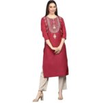 Vaamsi Women's Polyester Ethnic Motifs Printed Straight Kurta (PK2063)