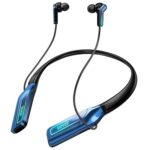 VOYEE Neckband Wireless Headphones, Gaming Headphones Bluetooth with USB-C Fast Charging Headset, Foldable & Lightweight, Sweat Resistant Earbuds (Blue)