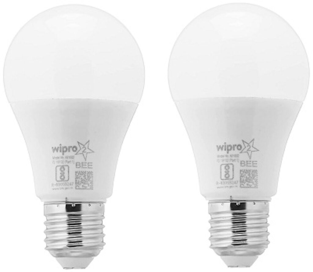 wipro 7W e27 LED Warm White/Golden Yellow Bulb, Pack of 2, (N71002)