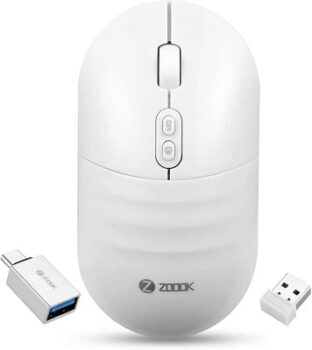 Zoook Jaguar Wireless Mouse -Rechargeable/Free Type C Converter/ 3 DPI Levels/Auto Shut Down/Silent Click Technology/ 700 Mah Battery/Light Weight/Plug and Play