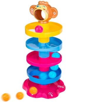 wirescorts 5 layer ball drop and roll swirling tower for baby