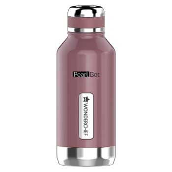 Wonderchef Pearl-Bot Stainless Steel Single Wall Water Bottle, Rose Pearl, 500ml