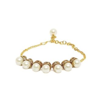 ZAVERI PEARLS Gold Tone Contemporary Pearls Bracelet For Women