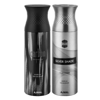 Ajmal Carbon & SilverShade Deodorants Gift For Men (200 ml, Pack of 2) + 1 Perfume Tester