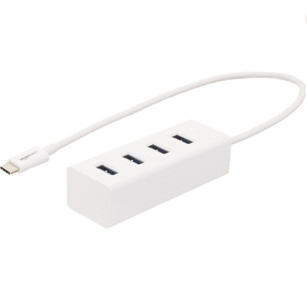 AmazonBasics USB 3.1 Type-C to 4 Port USB Hub - White