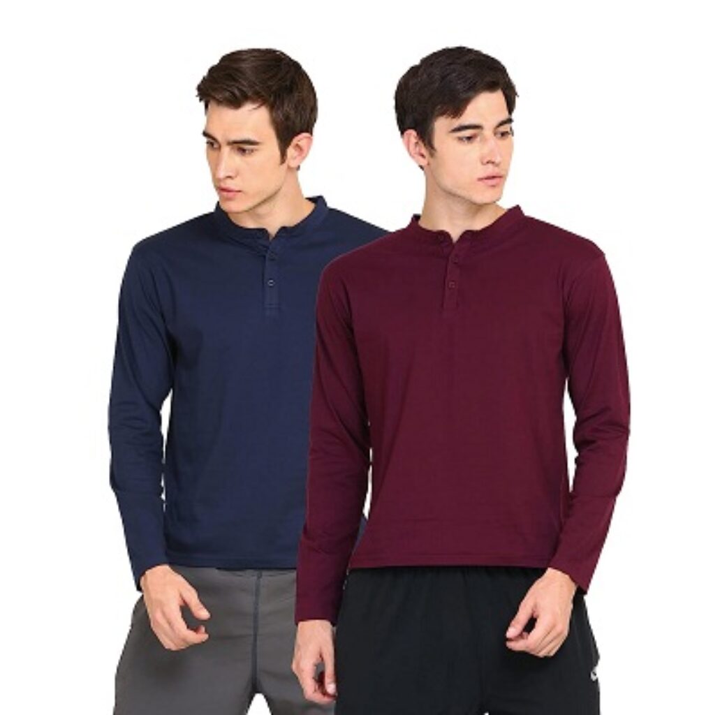 Ap'pulse Men's Long Sleeve Mandarin Collar (Pack of 2)